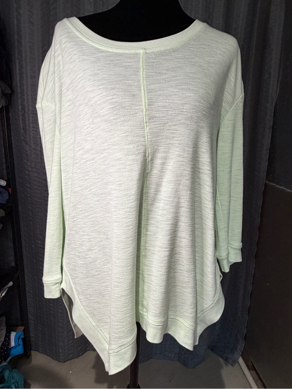 Andrew Marc Lightweight Pale Mint Drop-Shoulder Sweatshirt